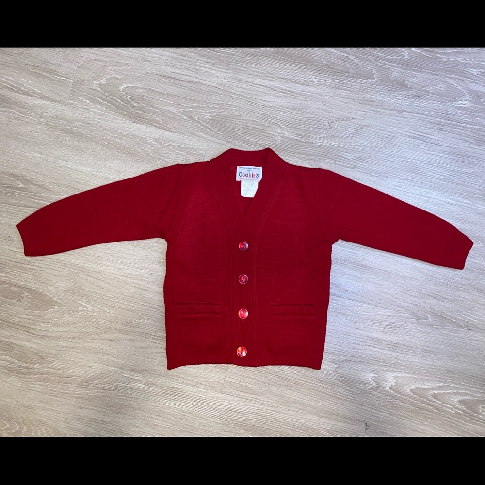 Cookies thick red knit cardigan sz 4t